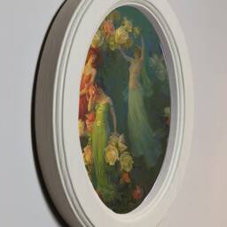 White Oval Wooden Framed Picture, Charles Courtney Curran, The Perfume Of Roses, Art Print, Wall Hanging Home Decor Antique Vintage Style - thumbnail 2