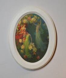 White Oval Wooden Framed Picture, Charles Courtney Curran, The Perfume Of Roses, Art Print, Wall Hanging Home Decor Antique Vintage Style - thumbnail 1