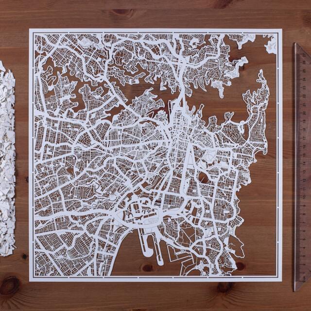 Sydney /Brisbane Paper Cut Map 12??12 In. Art Ideal Gifts - image 1