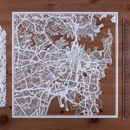 Sydney /Brisbane Paper Cut Map 12??12 In. Art Ideal Gifts - thumbnail 1