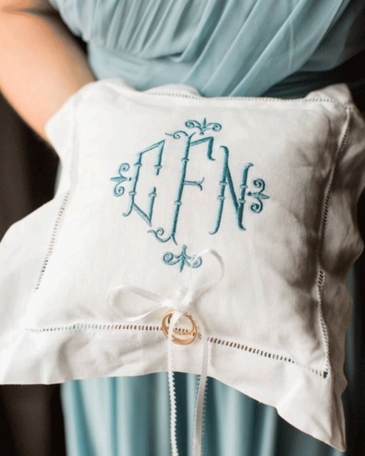 Monogrammed Ring Bearer Pillow - image 1