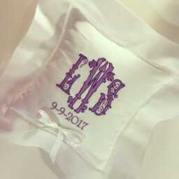 Monogrammed Ring Bearer Pillow - thumbnail 2