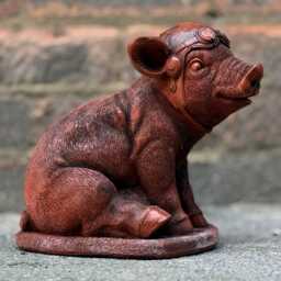 Fantasy Pig Sculpture Concrete Statue Outdoor Wildlife Figurine Cement Animal Decoration Handmade Art Pig Lover Gift Yard - thumbnail 3