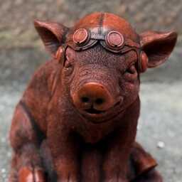 Fantasy Pig Sculpture Concrete Statue Outdoor Wildlife Figurine Cement Animal Decoration Handmade Art Pig Lover Gift Yard - thumbnail 2