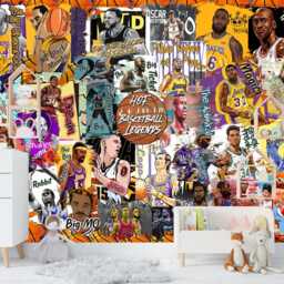 Basketball Legends Wallpaper Mural, Peel & Stick Boys Room Decor - thumbnail 2