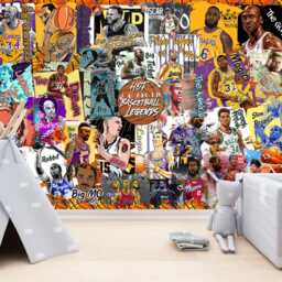 Basketball Legends Wallpaper Mural, Peel & Stick Boys Room Decor - thumbnail 3