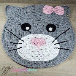 Crochet Cat Rug Personalized Cotton Nursery Mat - thumbnail 2