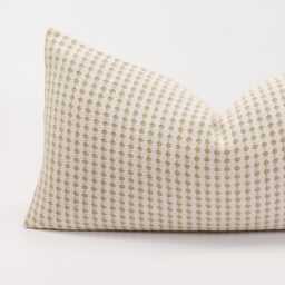 Cotton Linen Throw Pillow Cover, Olive Green & Cream, Farmhouse Cushion - thumbnail 2