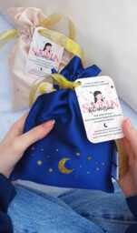Night Kit - Satin Pillowcase Pouch Scrunchie Gift For Her Hair Care Luxury Nightwear Golden Moon