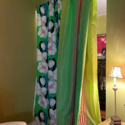 Flamingo Park Curtain Panel Lime Green Floral Cotton Duck, Designers Guild - thumbnail 3