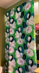 Flamingo Park Curtain Panel Lime Green Floral Cotton Duck, Designers Guild