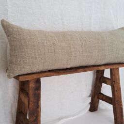 Handwoven Organic Cotton Long Lumbar Pillow Cover, Neutral Throw - 12x36 - thumbnail 2