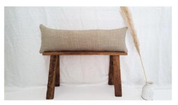 Handwoven Organic Cotton Long Lumbar Pillow Cover, Neutral Throw - 12x36