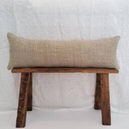 Handwoven Organic Cotton Long Lumbar Pillow Cover, Neutral Throw - 12x36 - thumbnail 3
