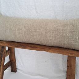 Handwoven Organic Cotton Long Lumbar Pillow Cover, Neutral Throw - 12x36 - thumbnail 4