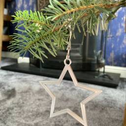 Set Of 3 Star Ornaments For Christmas Tree Xmas Hangers Baubles Decorations - thumbnail 2