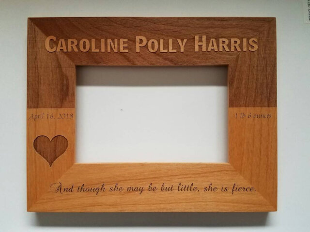 Personalized Laser Engraved Alder Wood Picture Frame Newborn Baby Welcome Gift