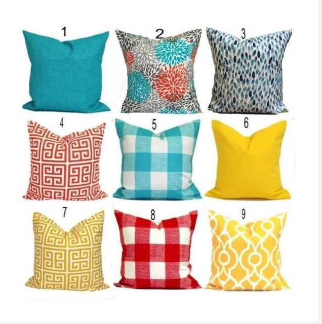 Outdoor Pillow Covers, Yellow Cover, Orange Covers For 20x20, 18x18 16x16 Inserts, All Sizes - image 1