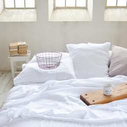 White Linen Flat Sheet, Stonewashed Bedding, Seamless Upper Sheet - thumbnail 3