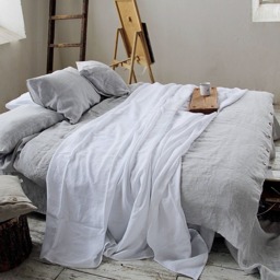 White Linen Flat Sheet, Stonewashed Bedding, Seamless Upper Sheet - thumbnail 4