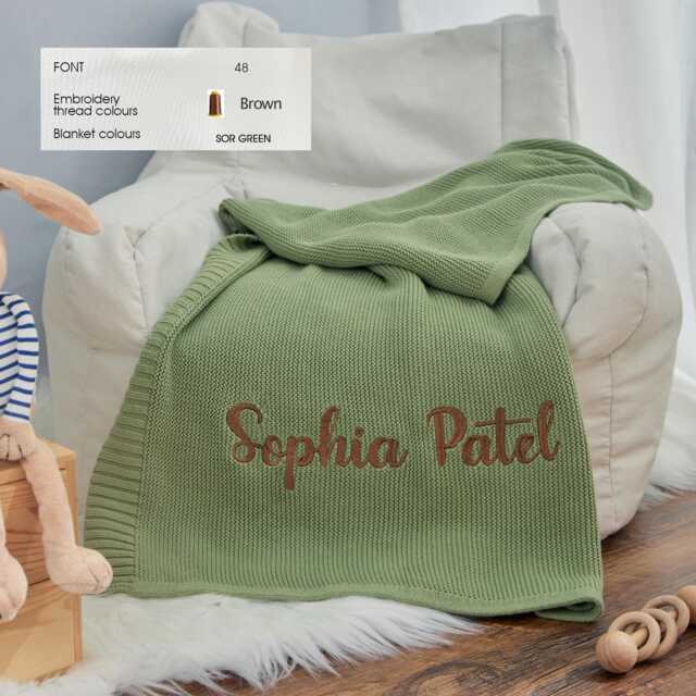 Custom Organic Cotton Knit Blanket For Baby, Personalized Name Throw, Cozy Newborn Nursery - image 1