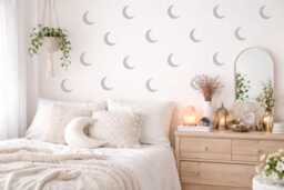 Crescent Moon Wall Decals Set Of 40 - Celestial Nursery Stickers Boho Vinyl Decal Removable Witchy Room Decor - thumbnail 1