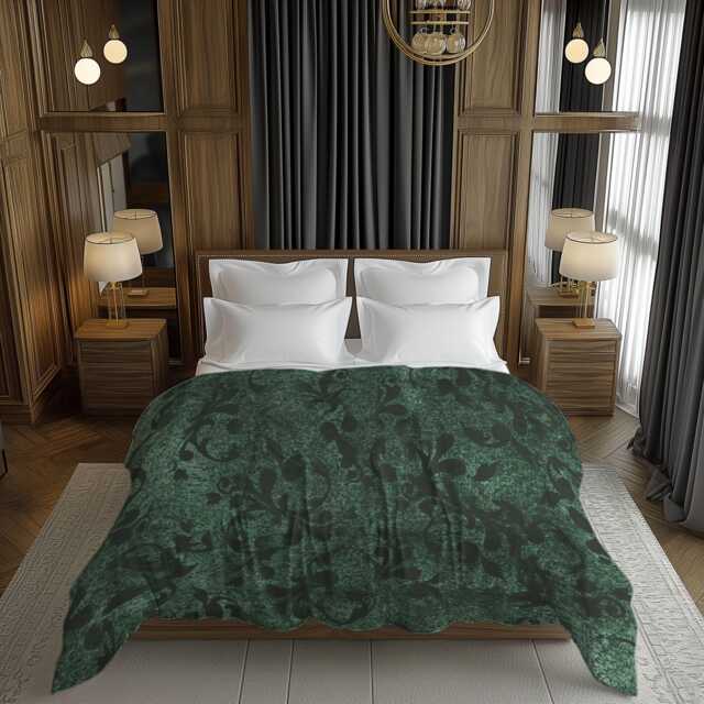 Dark Green Mute Abstract Grunge Textured Comforter, Aesthetic Contemporary Maximalist Bedding Gift For Moody Eclectic Bedroom D??cor #221 - image 1
