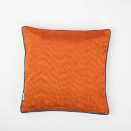 16x16 Silk Pillow, Burnt Orange Cushion, Embroidered Hands-On-Hips Symbol, Handloomed Pillow Cover, Pillowcase With Piping - thumbnail 4