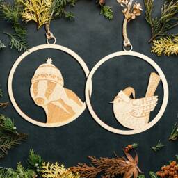 Set Of Two Countryside Lasercut Christmas Decorations/Ornament - 90mm - thumbnail 1