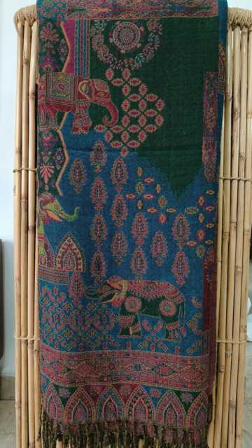 Luxury Boiled Pure Merino Wool Reversible Sofa Or Bed Throws For Ultimate Comfort & Style - Classic Bold Paisley Teal Blue, Green & Pink - image 1