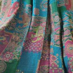 Luxury Boiled Pure Merino Wool Reversible Sofa Or Bed Throws For Ultimate Comfort & Style - Classic Bold Paisley Teal Blue, Green & Pink - thumbnail 4