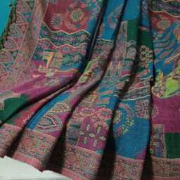 Luxury Boiled Pure Merino Wool Reversible Sofa Or Bed Throws For Ultimate Comfort & Style - Classic Bold Paisley Teal Blue, Green & Pink - thumbnail 2