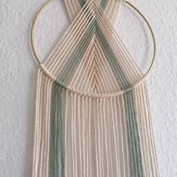 Modern Dreamcatcher As A Geometric Macrame Wall Hanging in Beige & Green - thumbnail 4