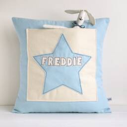 Personalised Embroidered Pocket Cushion For Boys - Storybook Pillow With Name Nursery Cover Star Gift New Baby Boy - thumbnail 3