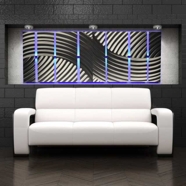 Led Lighted Metal Wall Art Modern Abstract Sculpture - image 1