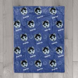 Pet Head Face Personalized Name Blanket, Picture Blanket With Name, Memorial Dog Photo Blanket Cat Gift - thumbnail 3