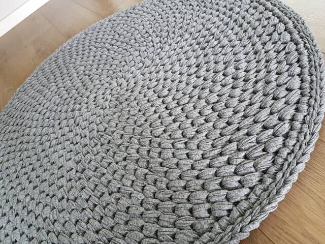 Handmade Crochet Round Rug Thick Cotton Carpet - 87cm - image 1
