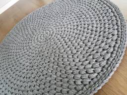 Handmade Crochet Round Rug Thick Cotton Carpet - 87cm - thumbnail 1
