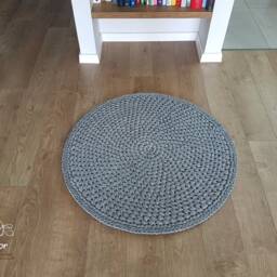 Handmade Crochet Round Rug Thick Cotton Carpet - 87cm - thumbnail 3