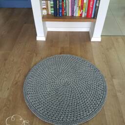 Handmade Crochet Round Rug Thick Cotton Carpet - 87cm - thumbnail 2