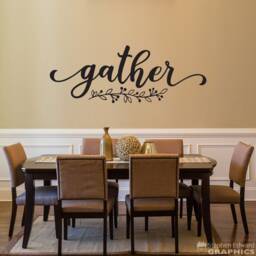 Gather Decal - Dining Room Wall Art Kitchen Vinyl Farmhouse Decor With Vine Flourish - thumbnail 2