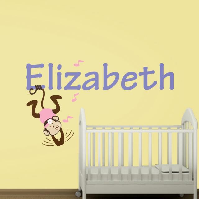 Personalized Name Wall Decal Monkey Girl Nursery Decor - image 1