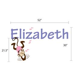 Personalized Name Wall Decal Monkey Girl Nursery Decor - thumbnail 2