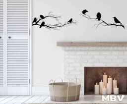 Birds On Branch Wall Decal Winter Tree Vinyl Sticker - thumbnail 1