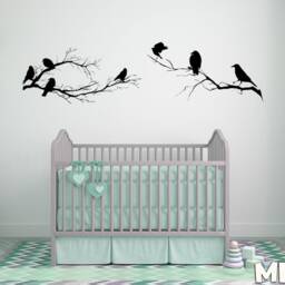 Birds On Branch Wall Decal Winter Tree Vinyl Sticker - thumbnail 2