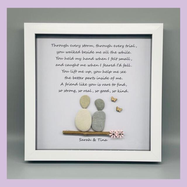 Pebble Art Gift Frame For Best Friend, Thank You Appreication Keepsake Friend - image 1