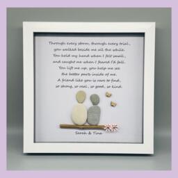 Pebble Art Gift Frame For Best Friend, Thank You Appreication Keepsake Friend - thumbnail 1