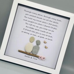 Pebble Art Gift Frame For Best Friend, Thank You Appreication Keepsake Friend - thumbnail 2