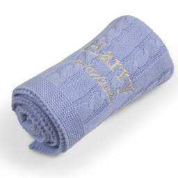 Personalised Baby Blanket Cable Knit For Newborn Gift Soft Knitted Breathable Embroidered Wrap Girl Boy - thumbnail 2