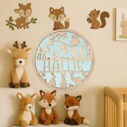 Personalized Woodland Friends Door Sign For Kids' Room Or Nursery — Custom Name